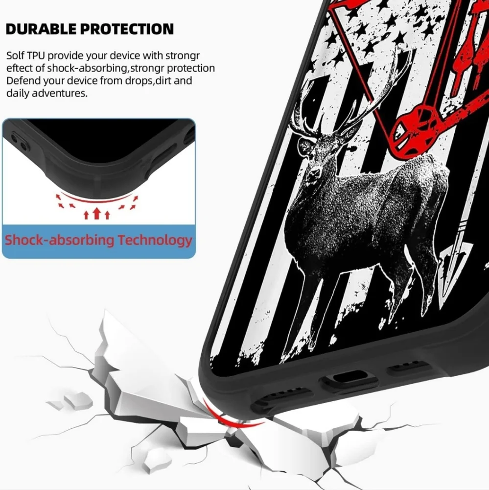iPhone XR Case,Bow Hunting Deer Flag Case for iPhone XR Cases for Men Boy [Anti-